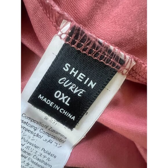 SHEIN Curve 0XL Pink Print Corset Maxi Dress Bodycon Mesh Long Sleeve Y2K - Picture 3 of 11